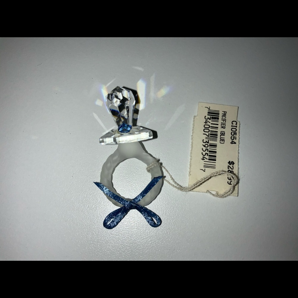 Vintage Blue Heart Accent Crystal Baby Pacifier - Picture 6 of 9